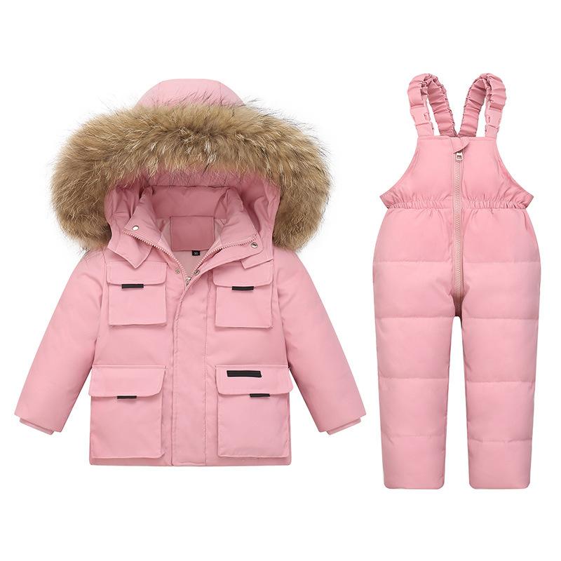 Children's Down Jacket Suit Boys and Girls 1-6 Years Old Thickened Two-piece Winter Style