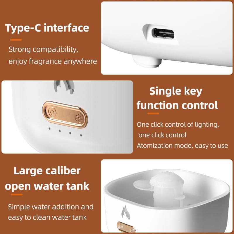 200ml Volcano Air Humidifier Desktop Electric USB Humidificadore Water Mist Essential Oil Aroma Diffuser with Colorful Lighting