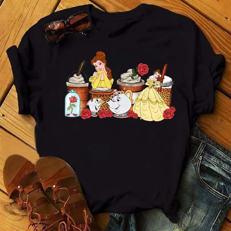 Princess Stitch Mickey Mouse Print Trendy Casual Unisexs Dessert  Design Graphic Tshirt Round  Street Style Tshirt S