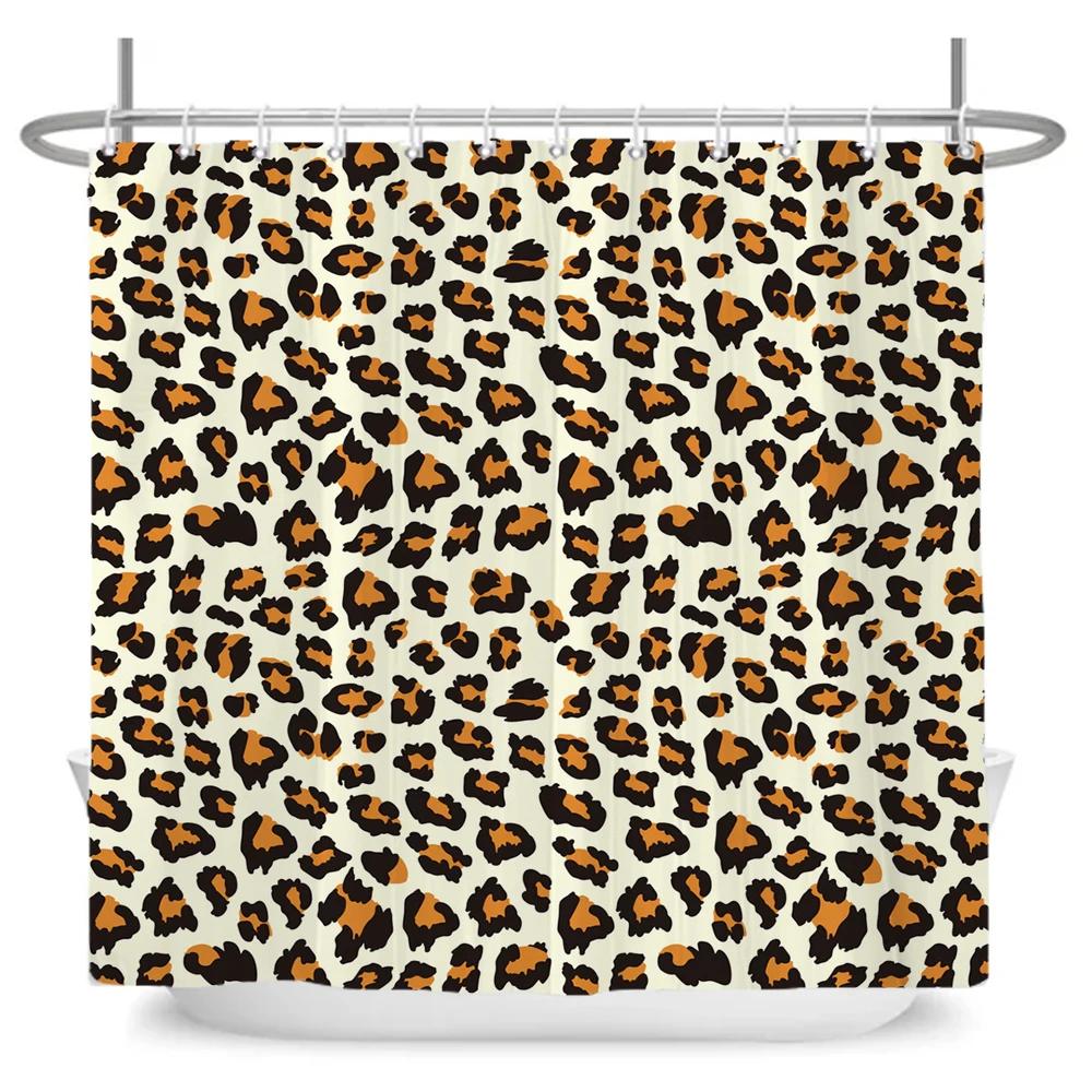 

1Pc Shower Curtain Fashion Leopard Print Waterproof Bathroom Curtain Stylish Leopard Partition Curtain Bath Curtains With Hooks W60H190(CM)-1 Pcs