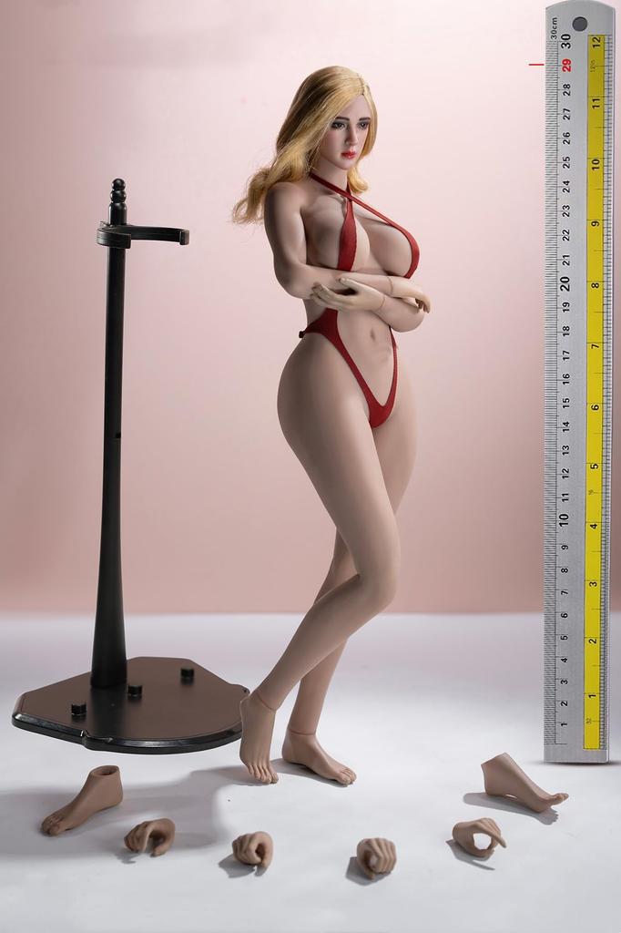 OBEST TBLeague Scale Western Voluptuous Seamless Bikini 1/6 Figure, Style, Body, Ultra-Flexible Head, Set, Tan, PLLB2023-S53