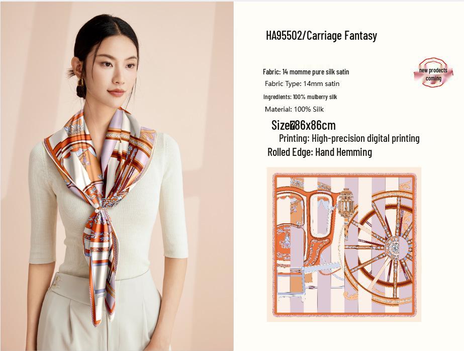 Women's 100% Mulberry Silk Scarf, 90cm Square, 14 Momme Shawl - Perfect Gift for Mother, Girlfriend, Birthday or Festival