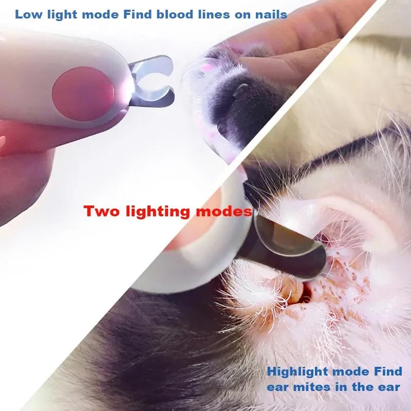 קוצץ ציפורניים לחיות מחמד מקצועי LED אור גוזז ציפורניים לחיות מחמד מספריים לטיפוח ציפורניים לחתולים כלבים קטנים מספריים אביזרי חתול