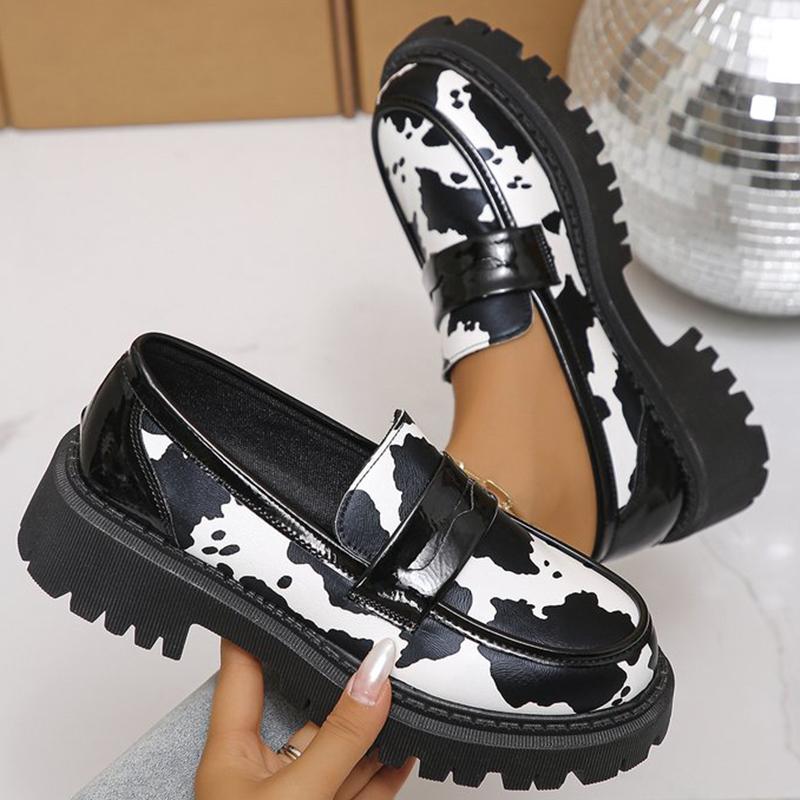 Women's Loafers Fashion Casual Zebra Stripes Loafers Shoes for Women Plus Size New Spring Autumn Round Toe Platform Female Shoes