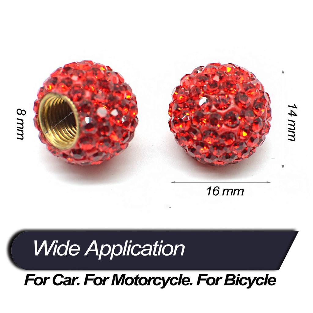 MECHCOS 4 Pack Car Wheel Tire Valve Caps Crystal Rhinestone Car Tire Wheel Valve