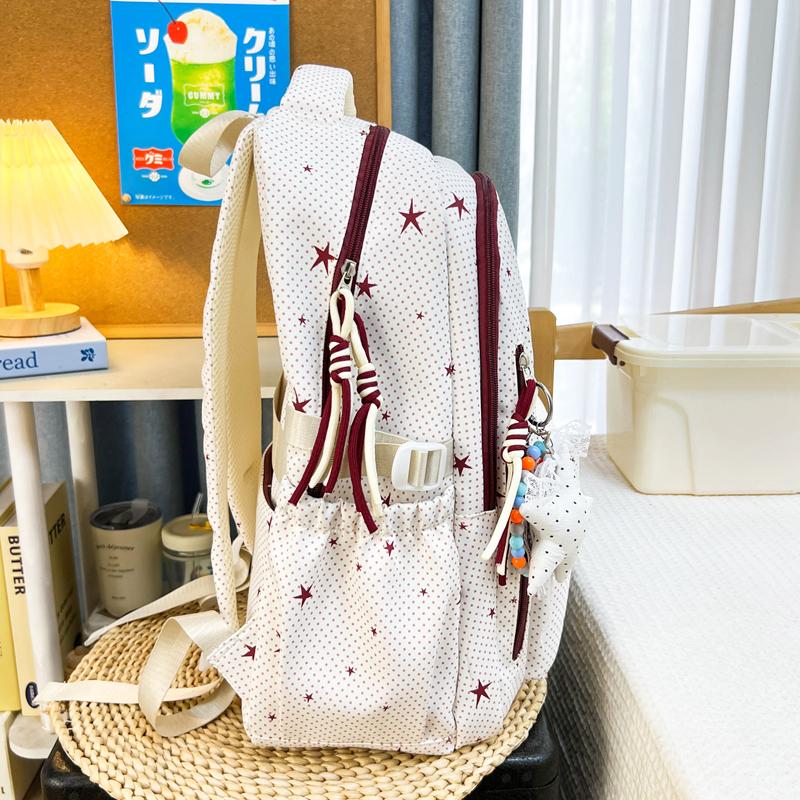 Star Print Student Schoolbag Color Contrast Women's Large Capacity Backpack