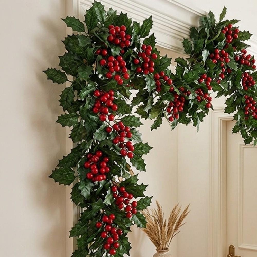 Ultra Long Artificial Holly Garland Vibrant Green Leaves Fake Ivy Garland Halloween