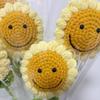 6Pcs Handmade Crochet Sunflower,Smile Knitted Flowers, Artificial Woven SunFlowers Best For Teacher's Day, Graduation Gift
