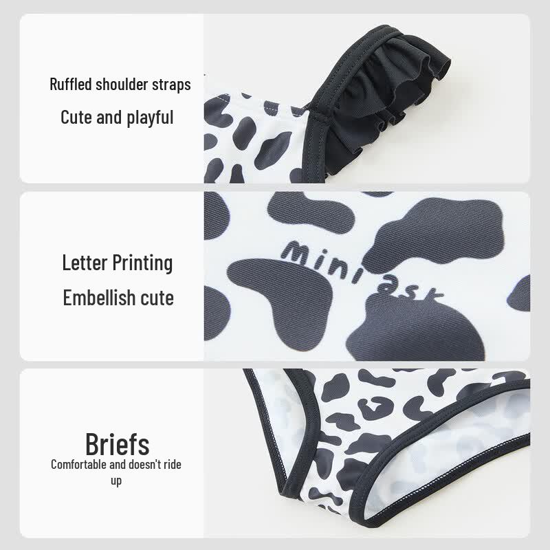 Traje de baño de una pieza con estampado de leopardo ASK JUNIOR para niñas, resistente al sol y al cloro