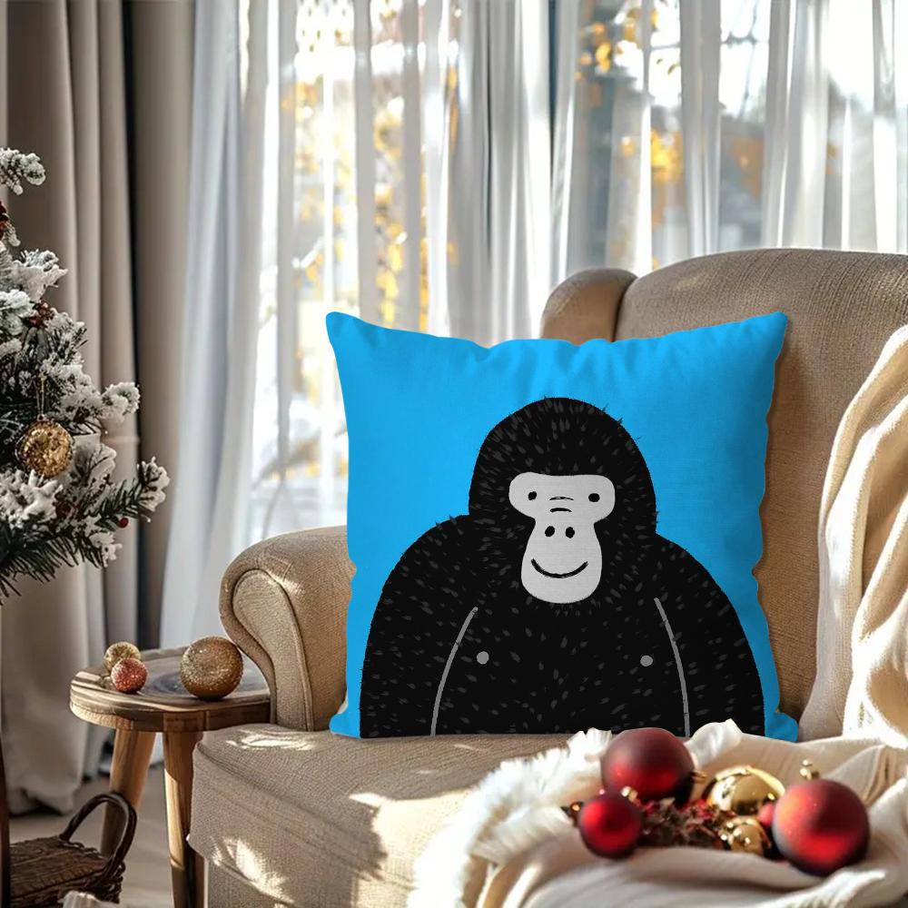 G-Gorilla Creative Cartoon Animation Pillow Case Square Pillow Bedroom Sofa Leisure ComfortCar Living Room Home Decoration 40X40