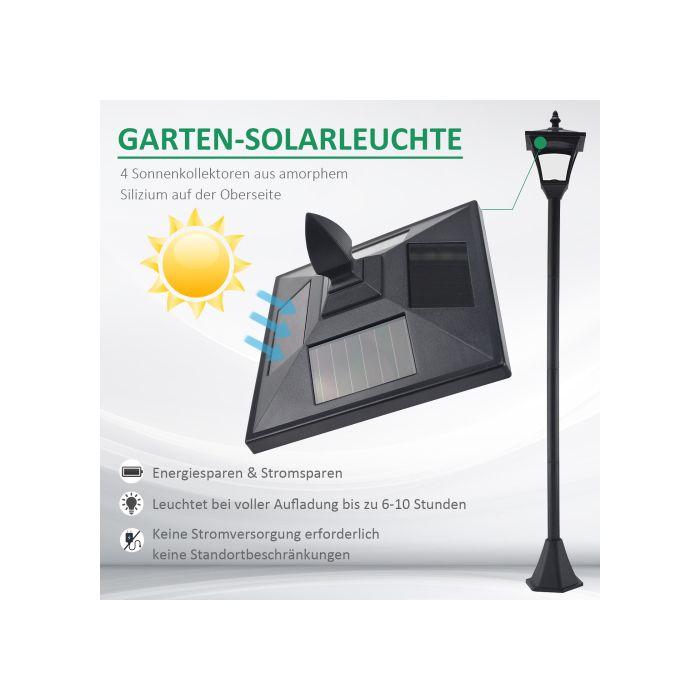 Lanterne De Jardin - MUVOE - Lampadaire Solaire - 40 Lumens - Noir - 18 X 18 X 160 Cm