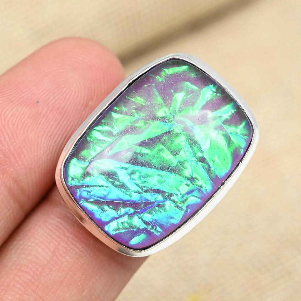 Purple Australian Triplet Opal Gemstone Solid 925 Sterling Silver Handmade Ring Jewelry