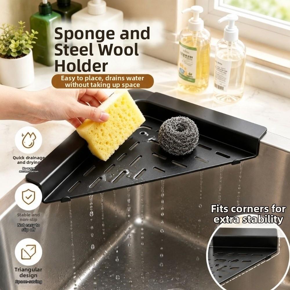 Waterproof Sponge Drying Rack Punch-free Sink Drain Shelf Dishcloth Sponge Stand Kitchen Use