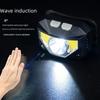 Waterproof USB Rechargeable LED Gesture-Sensing Headlamp with Red Light for Outdoor Night Fishing