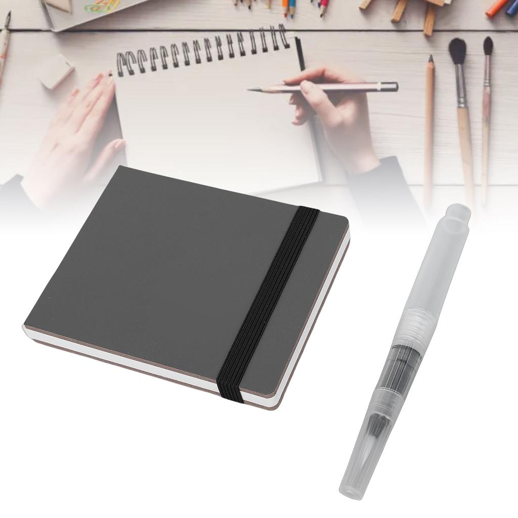 Blank Sketch Book 26 Pages Hardcover for Drawing Writing Travel Small Portable   Journal Diary Notebook 200gsm Thick Paper with Pen Black