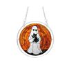 yangyizhi Halloween Scary Bat Pumpkin Acrylic Jigsaw Puzzle Suncatcher, Stained Glass Style Window Hanging Decor for Home, Garden, Gift Family Friends