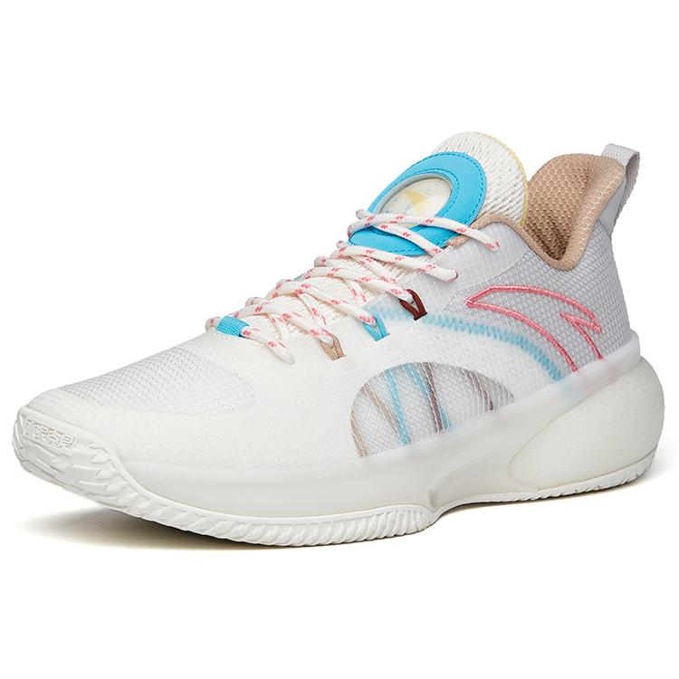 ANTA Cement Killer Basketball Shoes Men's Low top Ivory White/Microchip Gray/Chlorine Blue 112121606S-10