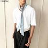 Summer Men Tie Up Short Sleeve Striped Casual Loose T-shirts Tops