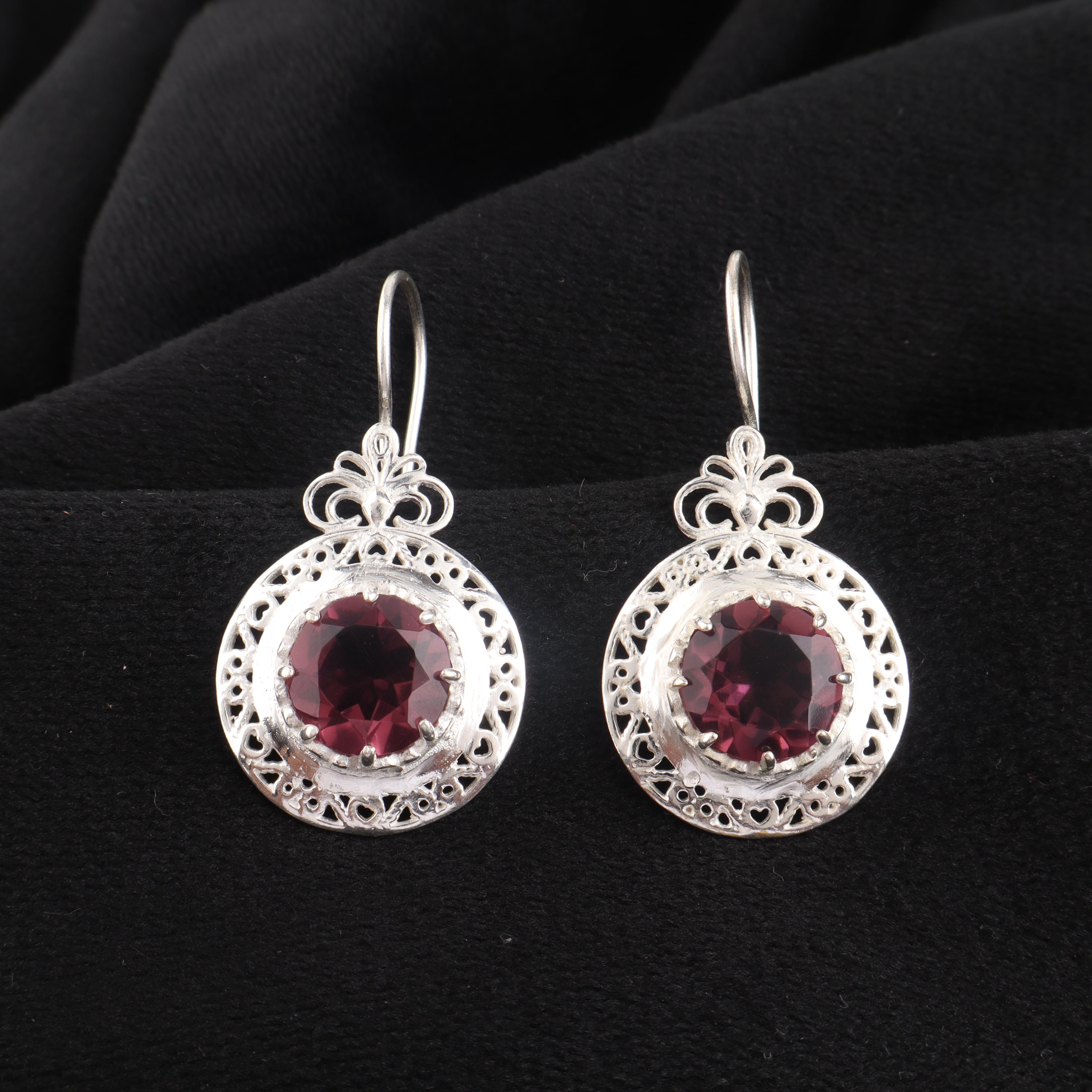 

Rhodolite Gemstone Silver Earring 1.5 , 925 Sterling Silver Jewelry, June Birthmonth Gift, Rhodolite Dangle Earring, Birthday Gift CE-25-4