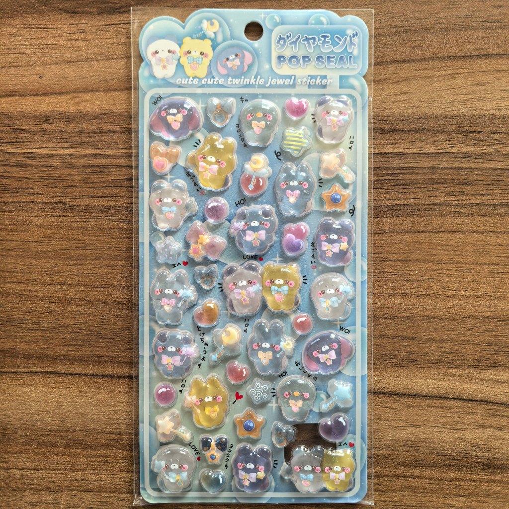 Heiße 3D-Geisterfamilien-Präge-Kristall-Stereo-Aufkleber im japanischen Stil, Kinder-Cartoon-Bastel-Abziehbilder zur Dekoration von Fotoalben