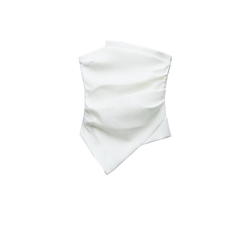 Spring New Women's Clothing Asymmetric off-Shoulder Design Ruched Decoration Tube Top Tops 0085320 0085800