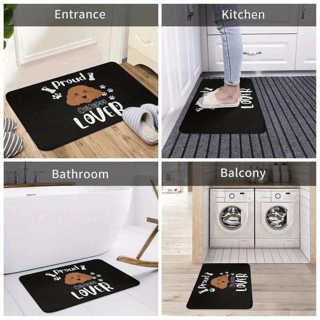 1PC LOVE Dog Pattern Door Mats Kitchen Rugs Non-Slip Pop Design Living Room Rugs Bath Mat Carpet for Home Sink Laundry Decor