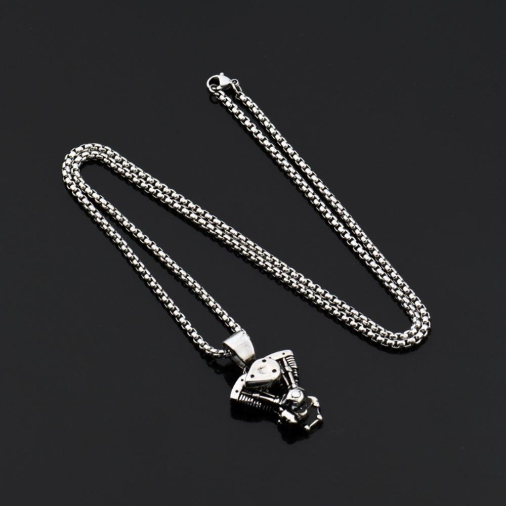 Nightclub Hip Hop Personality Engine Titanium Steel Necklace Pendant Men and Women