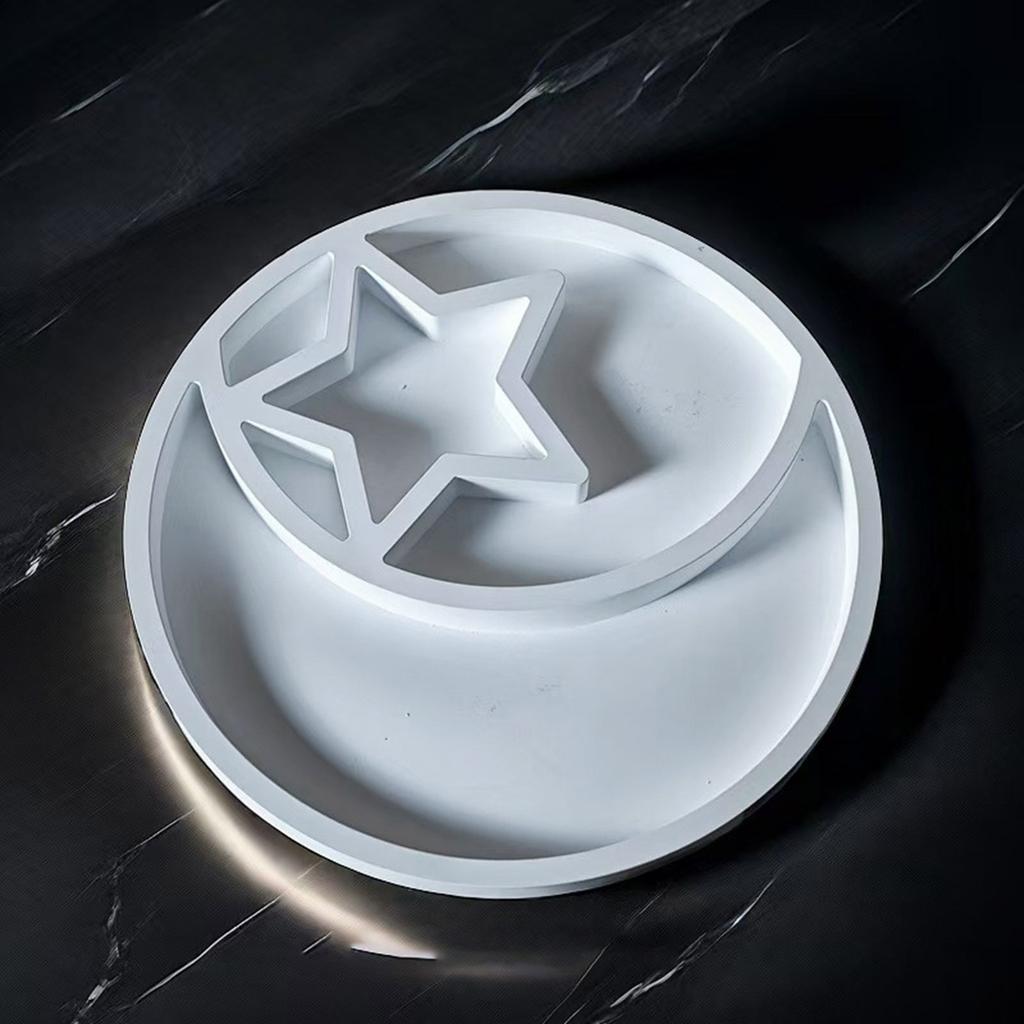 Sturdy Star and Moon Silicone Mold Round Tray Home Accessory for Crafting Supplies and Creative Storage Solution