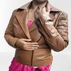 NOORA Womens  Brick Tan Colour Jacket | Cross Quilted Leather Jacket With Pocket & Multi Zip | Stylish Fashion Jacket | Biker Jacket | Western Style .