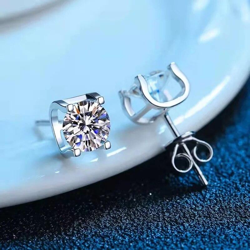 Real Moissanite Diamond Stud Earrings D Color 0.5ct 925 Sterling Silver Earrings Fine Jewelry Wedding Gifts for Women