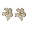 Cream Enamel Metal Flower Post Earrings For Women Fashion Zircon New Classic Timeless Party Accessories Wholesale Gifts 2023604