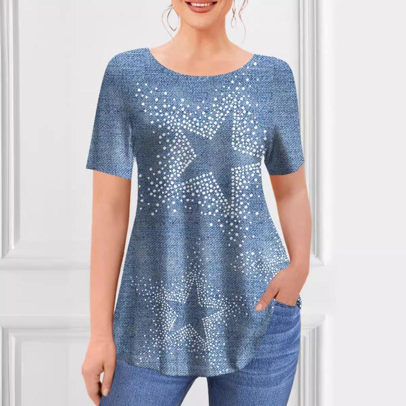 New Women's T-Shirts Spring Clothing Floral Graphic O-Neck Pullovers Short Sleeve Tops Streetwear Oversized Apparel Ladies