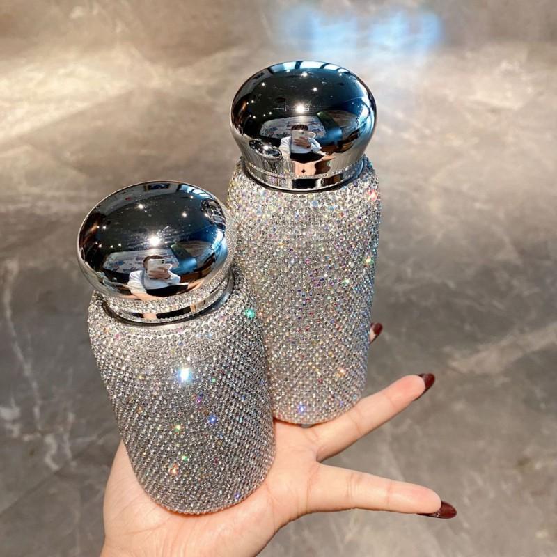 Elegant Mini Stainless Steel Insulated Tumbler 220ml Women Lightweight Luxury Drinkware With Crystal Accents