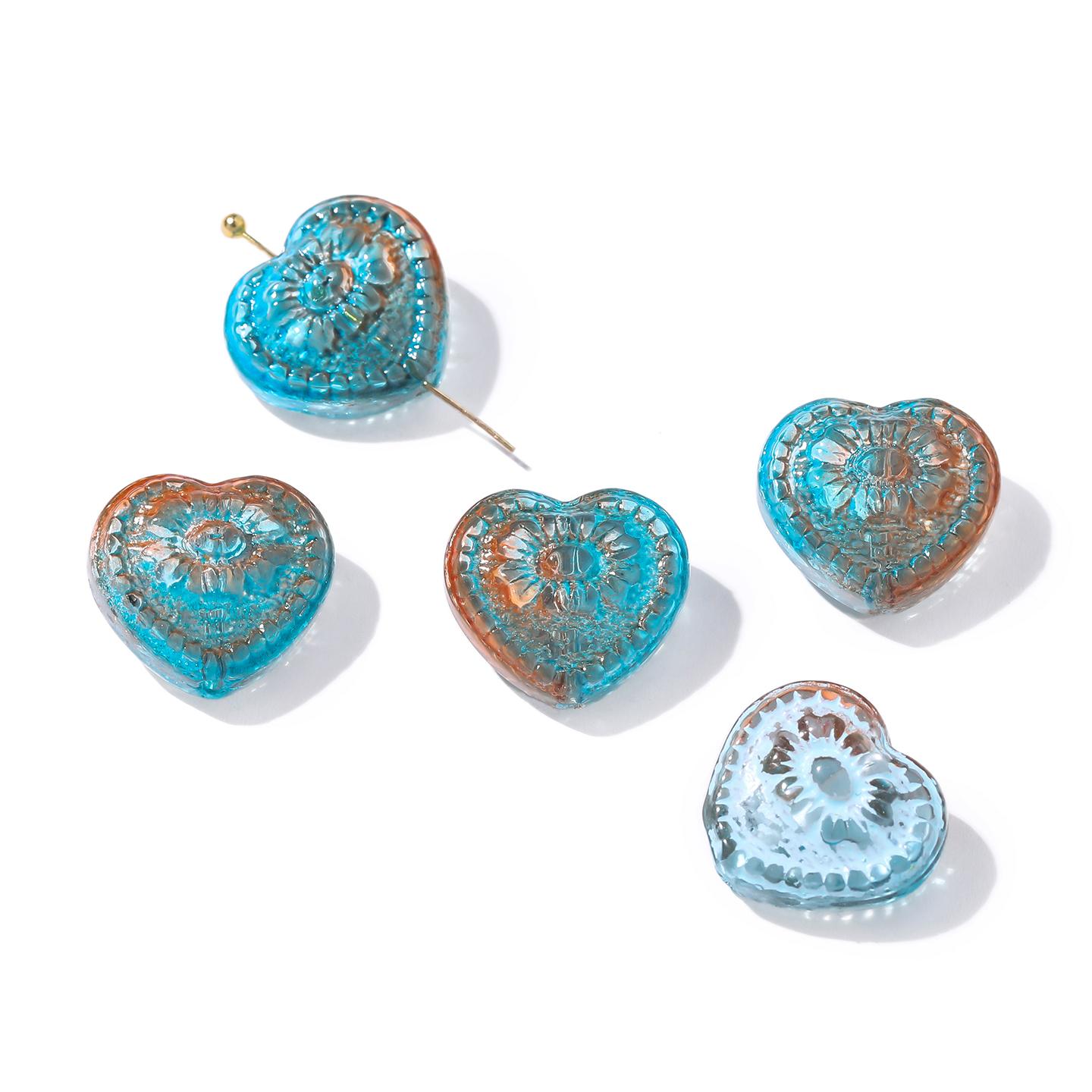 

5Pcs Glass Heart Shape Beads DIY Bracelet Phone Chain For Jewelry Making Supplies