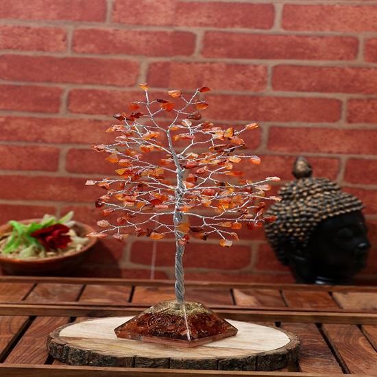 Base Piramidale Orgonica Albero della Vita Chakra Corniola, Albero di Cristallo per Energia Positiva, Decorazione Feng Shui, Cristalli Curativi Portafortuna, Regalo Spirituale