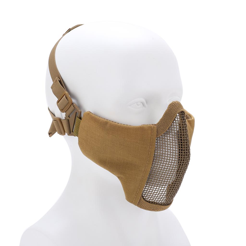 V10 Half Face Steel Mesh Breathable Protective Face Guard Competition Protective Cycling EquipmentKhaki