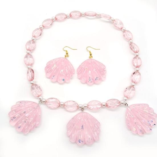 Necklace Bracelet Earrings Faux Pearl Girls Princess Mermaid Necklace Hook Earrings Faux Crystal