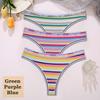 3 STK/sett Fargerike stripete bomull Dametruser Sexy G-String Undertøy Dame Pustende Thong Intimates Undertøy T-Back Truser