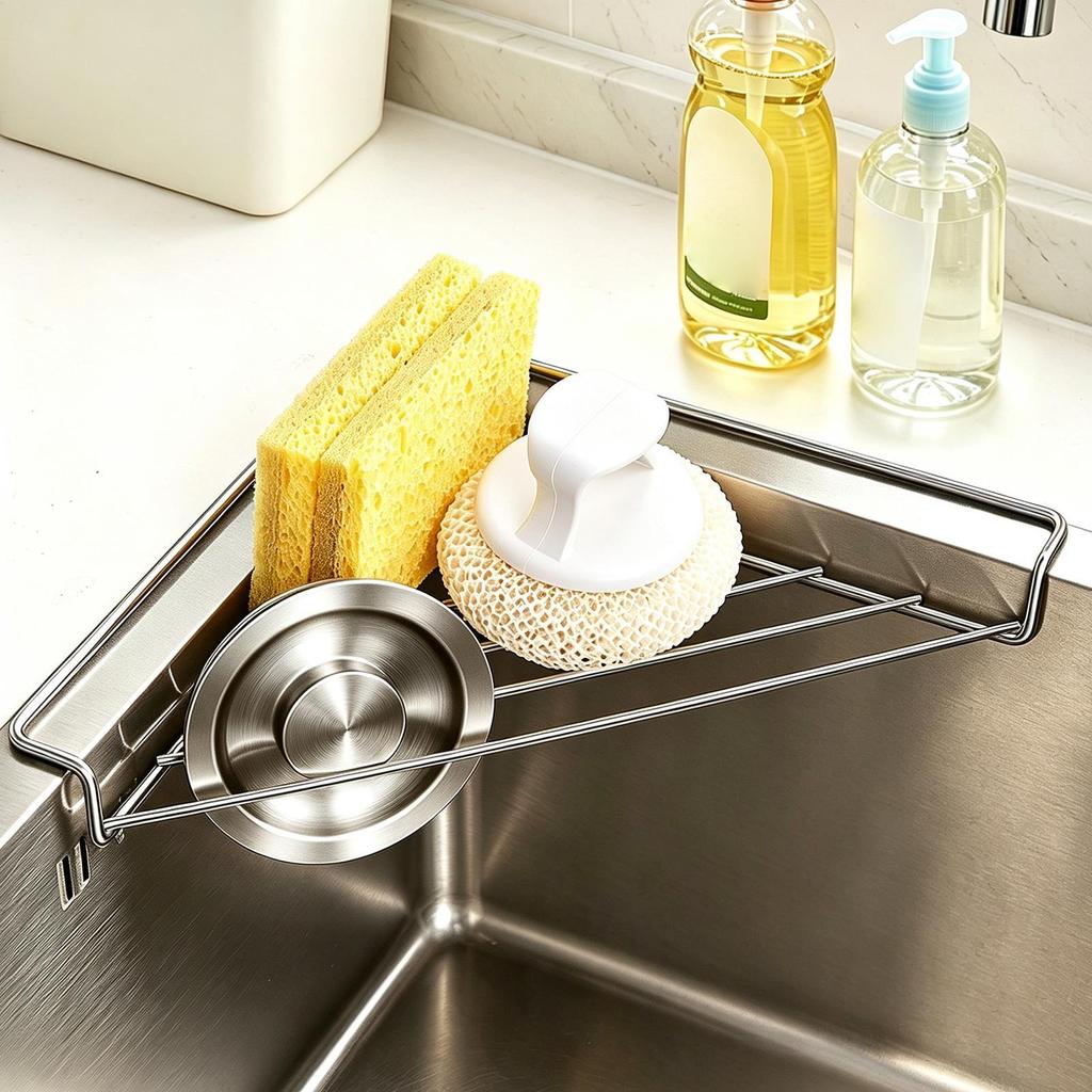 Triangle Dish Drying Rack Kitchen Sink Organizer Corner Over the Sink Sponge Rag Holder Foldable Stainless Steel Drainer