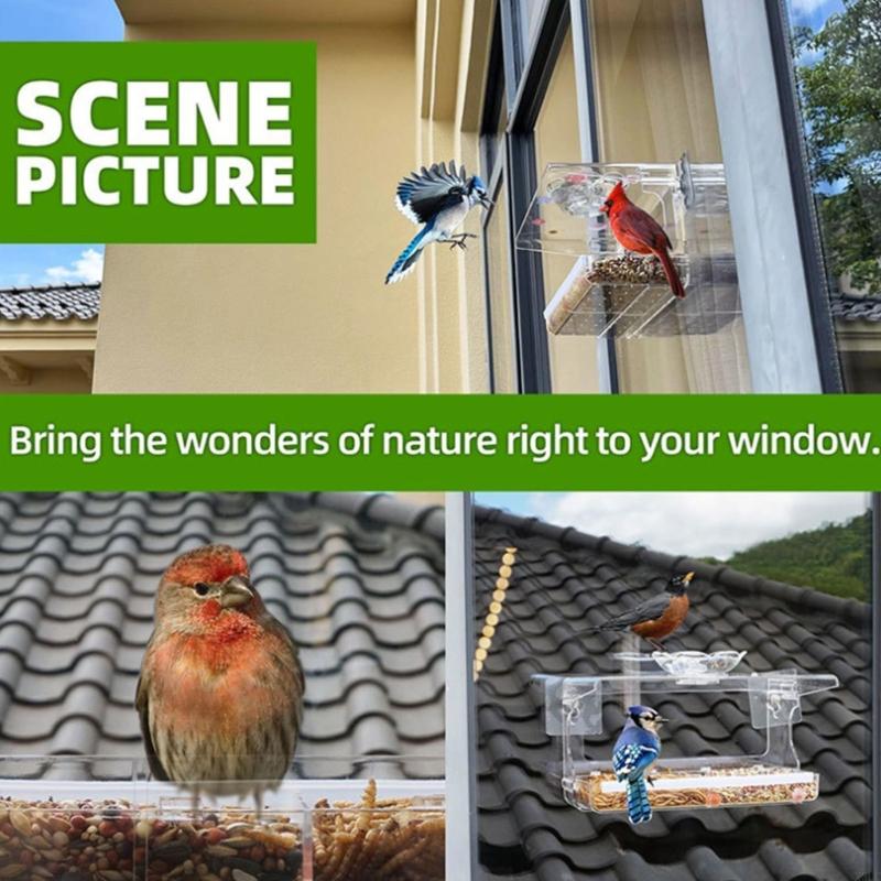 

Transparent Bird Obseravtion Feeder Suction Cup Mounted Design Feeding Station X3UC CN