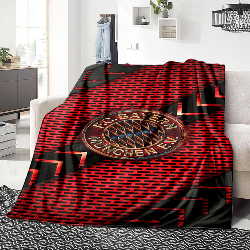 FC Bayern München Wappen Kunst Decken Flanell Bedruckt Atmungsaktiv Warm Überwurf für Zuhause Büro Bettwäsche 0708a125