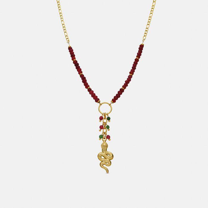 Collier Luxenter Avec Cristal Rouge Finition or 18k - Edrak