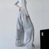 Harajuku Weite Jogginghose Damen Streetwear Baggy Oversize Grau Sporthose Hoher Bund Kordelzug Lässige Jogginghosen Hosen