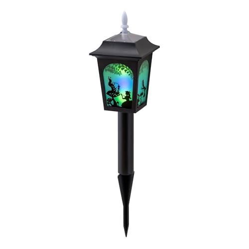 Takasho Solar Light, Alice in Wonderland Silhouette Light, Black, Outdoor Garden Light, Waterproof, Resin and Glass, TA-L02