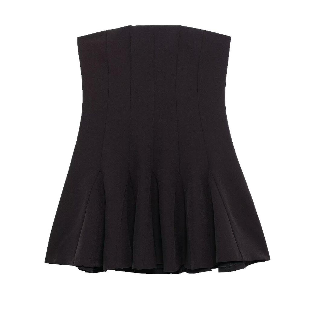 Spring Classic Wave Pattern Strapless Dress