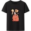 Japanese Anime Chainsaw Man T-Shirts Chainsaw Man Poster Graphic Print Y2k Clothe Funny Cartoon Unisex Short Sleeves Top Black Black XL