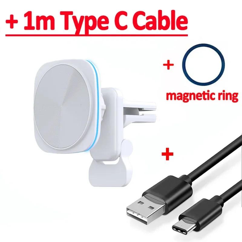 30W RGB LED Magnetic Wireless Charger Car Phone Holder Stand Car Mount For iPhone 15 14 13 12 Pro Max Car Fast Charging Station