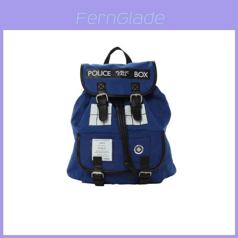 Doctor Who Tardis Canvas Backpack Stylish Shoulder Bag Large Capacity Slouch Purse