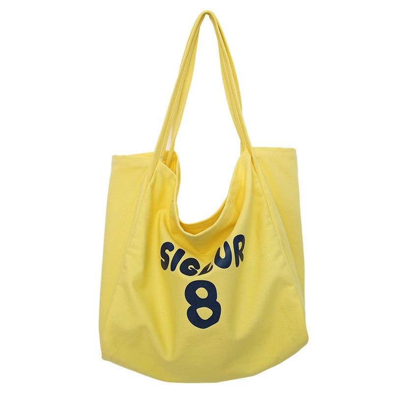 Spring and summer new printed canvas bag women's niche design large-capacity shoulder bag lazy atmosphere tote bag