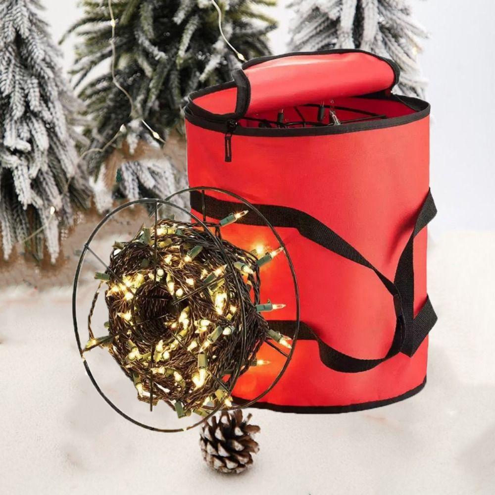 Round Christmas Storage Bag Red Christmas Light Bag Christmas String Lights Storage Bag  Tree Light